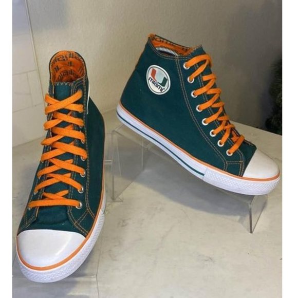Miami Hurricanes High Top Sneakers - Women's Size 7 - Picture 1 of 8